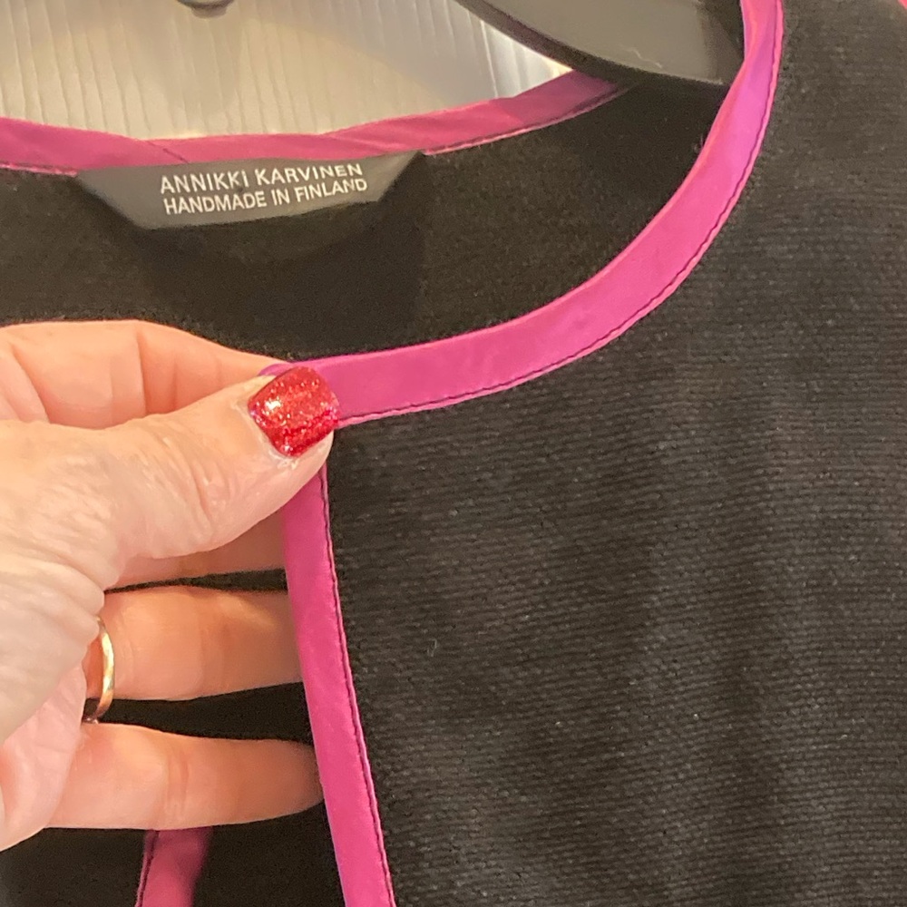 ANNIKKI KARVINEN Boho Festival Relaxed Jacket Pink and Black Flowy Lagenlook OS - Picture 2 of 15